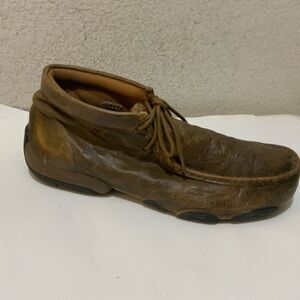 TWISTED X BOMBER LEATHER LACE-UP DRIVING MOCCASINS Brown